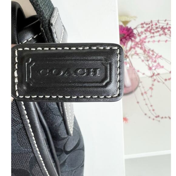 Vintage Coach Canvas Signature Logo Crossbody Messenger Bag #D25-5229 Black - Picture 9 of 16